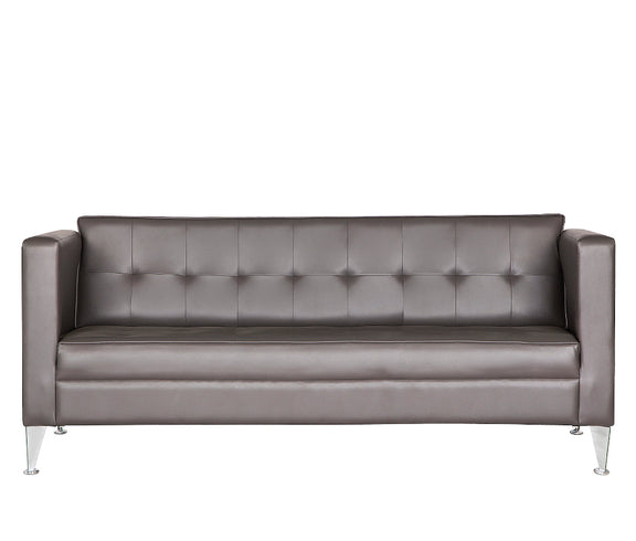 “Sillón de visita ROMA-3P color gris visto de frente para oficinas o salas de espera”