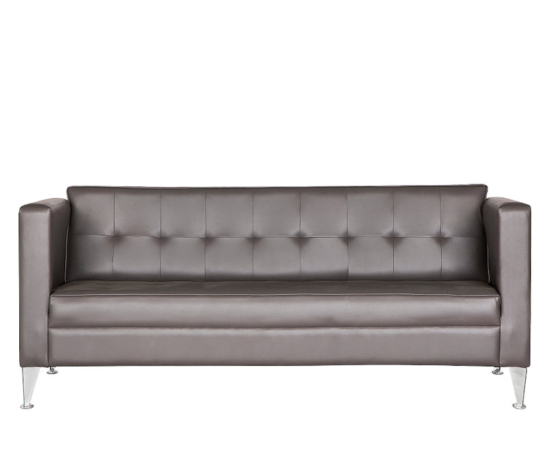 “Sillón de visita ROMA-3P color gris visto de frente para oficinas o salas de espera”