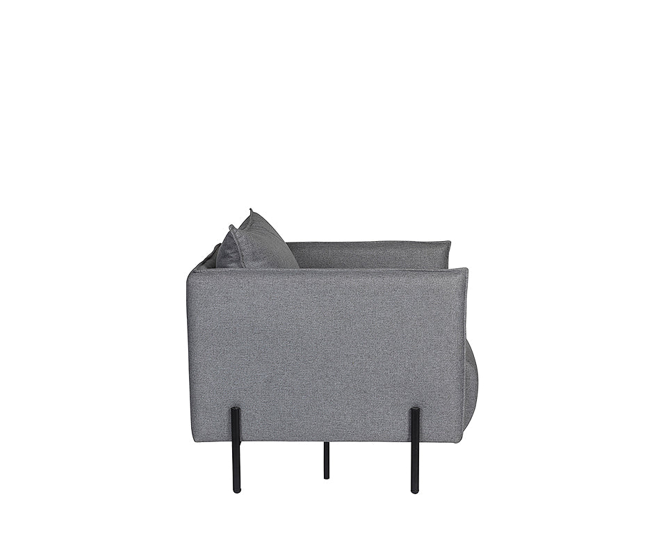 Vista lateral del sillón de visita SEUL-1P mostrando estructura metálica