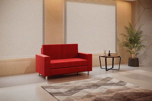 Sofá Rubí de 2 plazas en color rojo, ideal como sillón de visita en espacios corporativos
