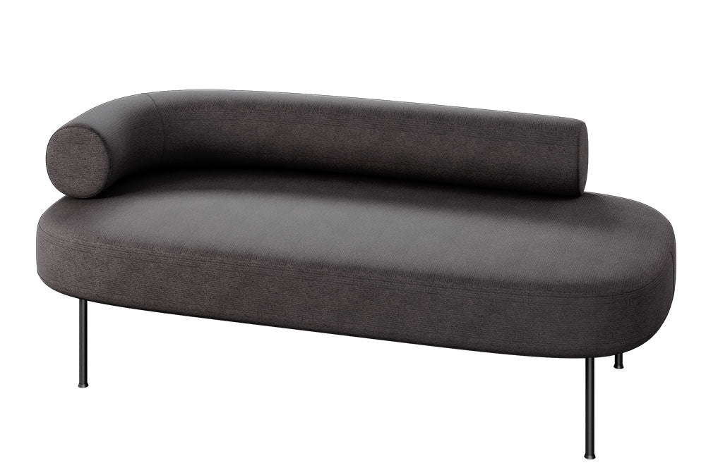 Sillón de visita Wave de 2 plazas en color cafe oscuro, con diseño curvo moderno y respaldo cilíndrico