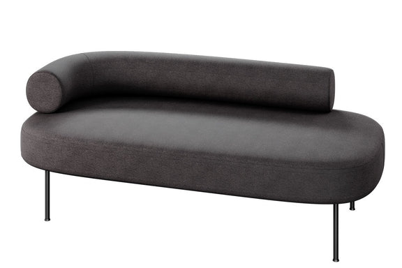 Sillón de visita Wave de 2 plazas en color cafe oscuro, con diseño curvo moderno y respaldo cilíndrico