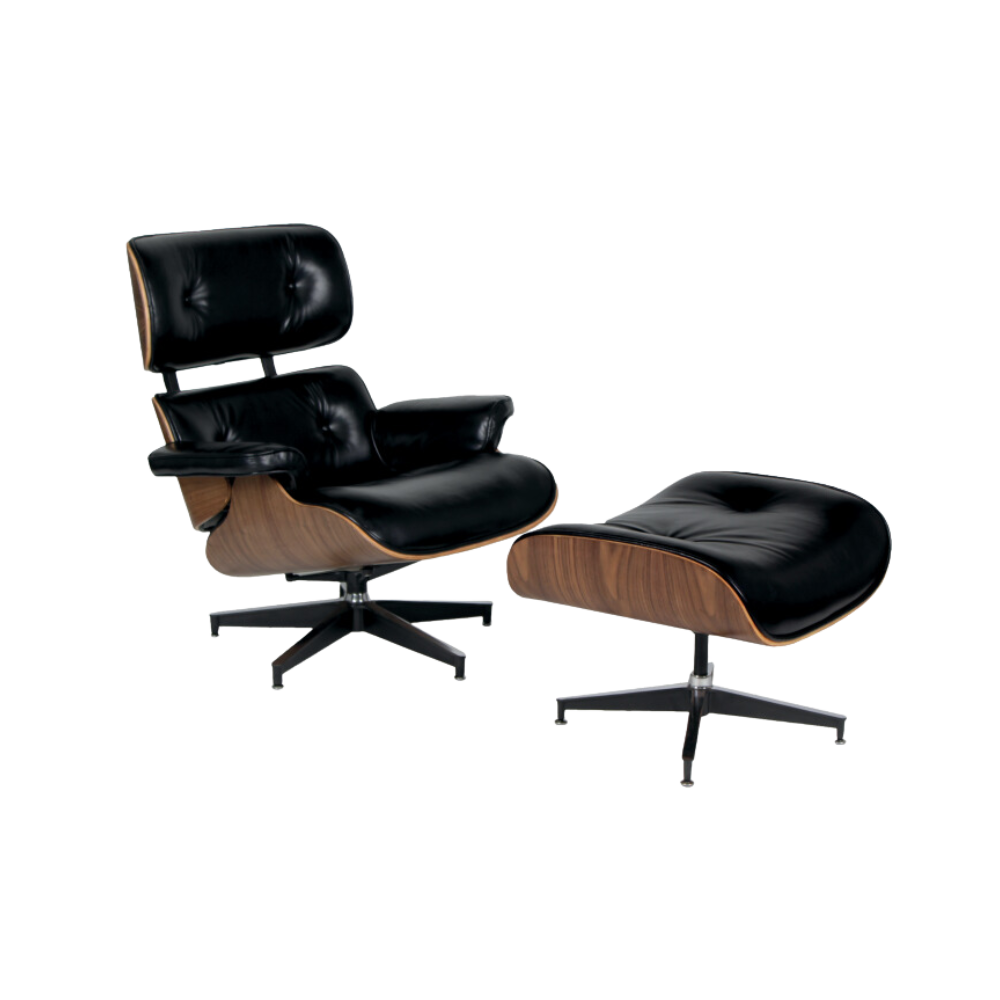 Sillón ejecutivo Fabricado en piel italiana waxy leather color Negro con café Aura Muebles modelo METZ