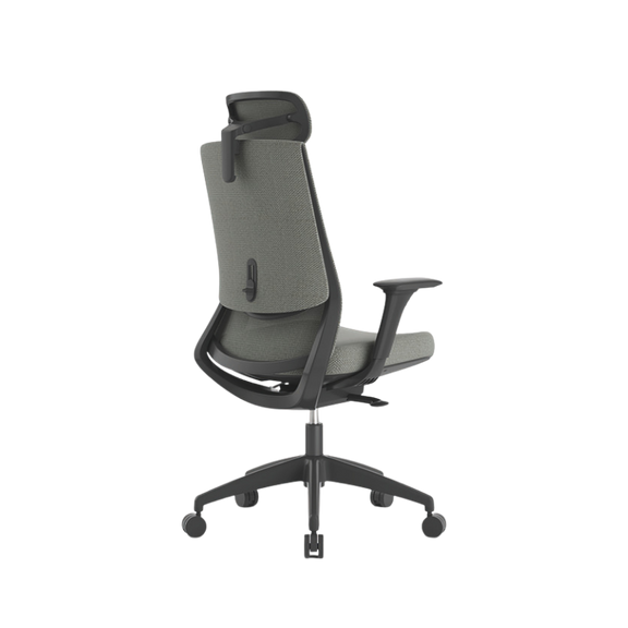 Sillón Ejecutivo Royal Black respaldo alto: malla NeoMesh, cabecera 3D, brazos 4D y asiento tapizado en tela. Confort premium para oficinas modernas.