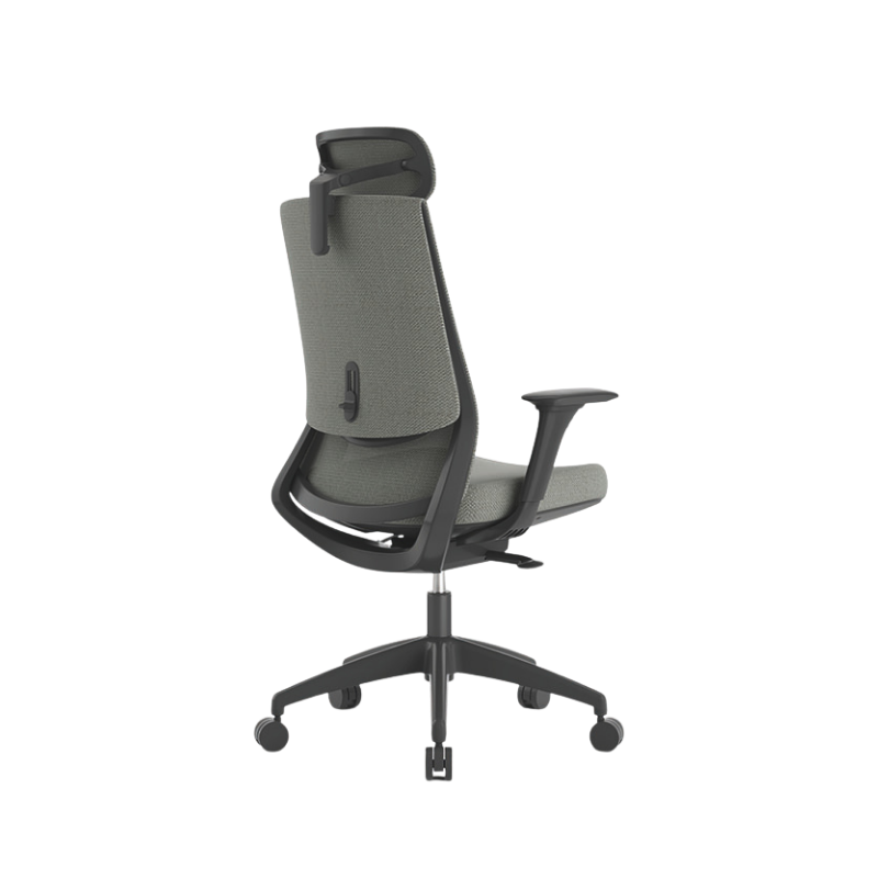 Sillón Ejecutivo Royal Black respaldo alto: malla NeoMesh, cabecera 3D, brazos 4D y asiento tapizado en tela. Confort premium para oficinas modernas.