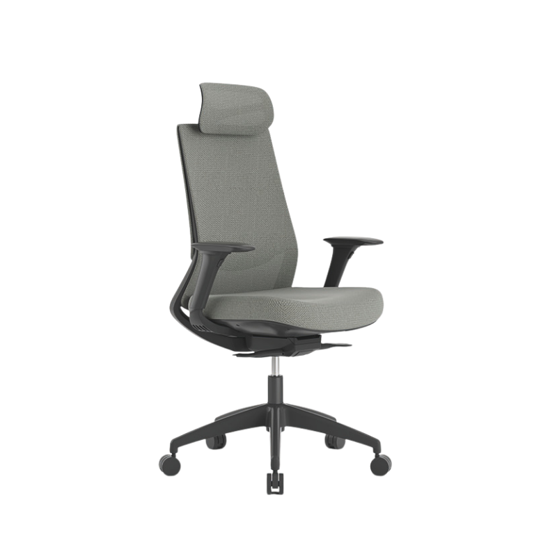 Sillón Ejecutivo Royal Black respaldo alto: malla NeoMesh, cabecera 3D, brazos 4D y asiento tapizado en tela. Confort premium para oficinas modernas.