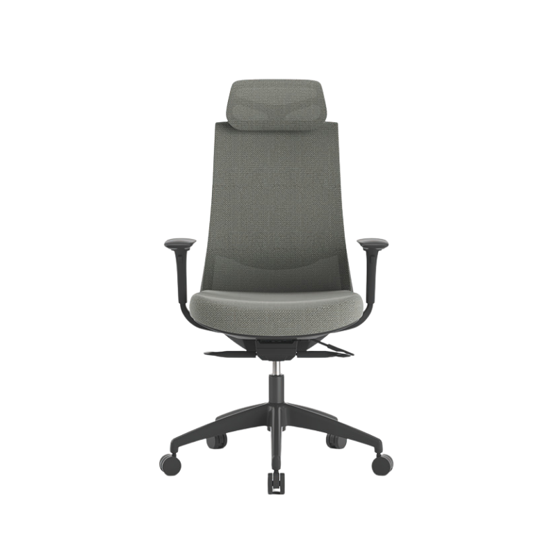 Sillón Ejecutivo Royal Black respaldo alto: malla NeoMesh, cabecera 3D, brazos 4D y asiento tapizado en tela. Confort premium para oficinas modernas.
