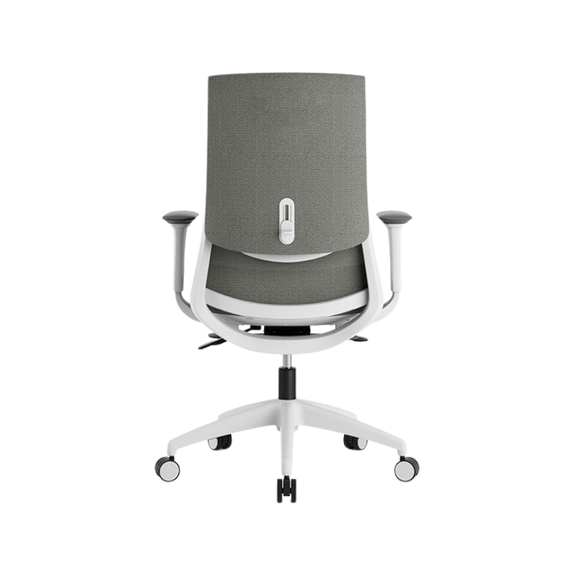 Sillón Ejecutivo Royal White respaldo bajo: brazos 4D, malla NeoMesh, soporte lumbar ajustable y asiento en tela premium. Confort y diseño para oficinas exigentes.