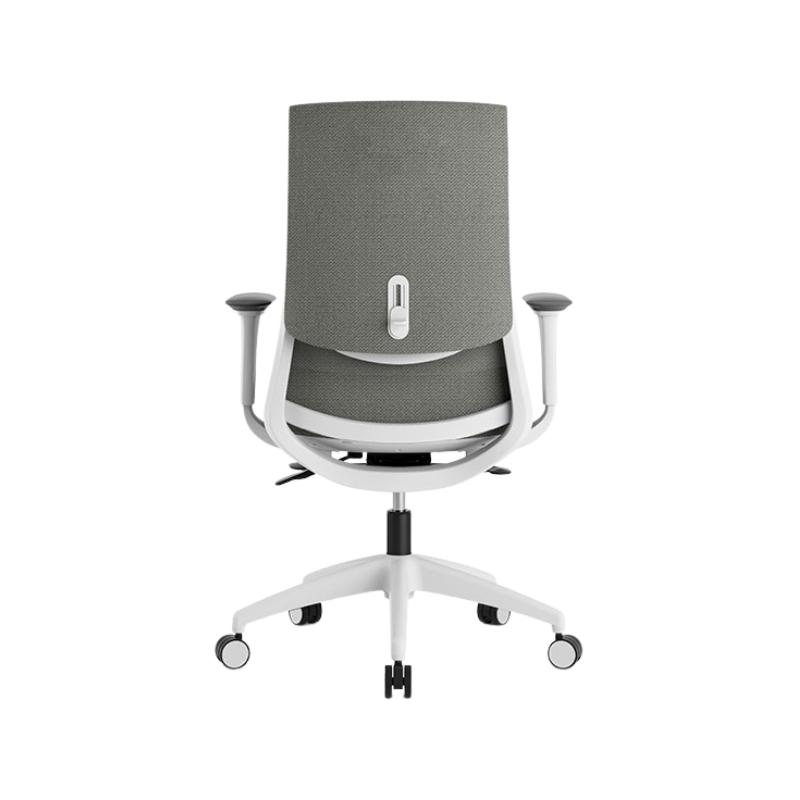 Sillón Ejecutivo Royal White respaldo bajo: brazos 4D, malla NeoMesh, soporte lumbar ajustable y asiento en tela premium. Confort y diseño para oficinas exigentes.