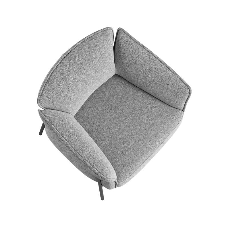Sillón de espera ISABELA OHM-51001 gris con estructura metálica negra, diseño moderno y elegante para recepción