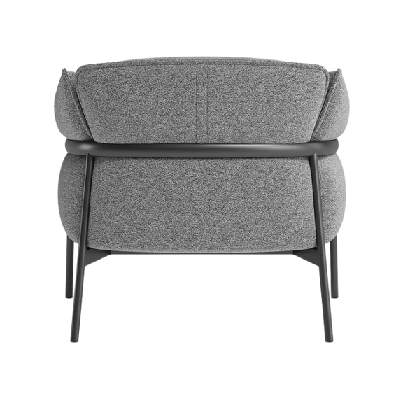 Sillón de espera ISABELA OHM-51001 gris con estructura metálica negra, diseño moderno y elegante para recepción