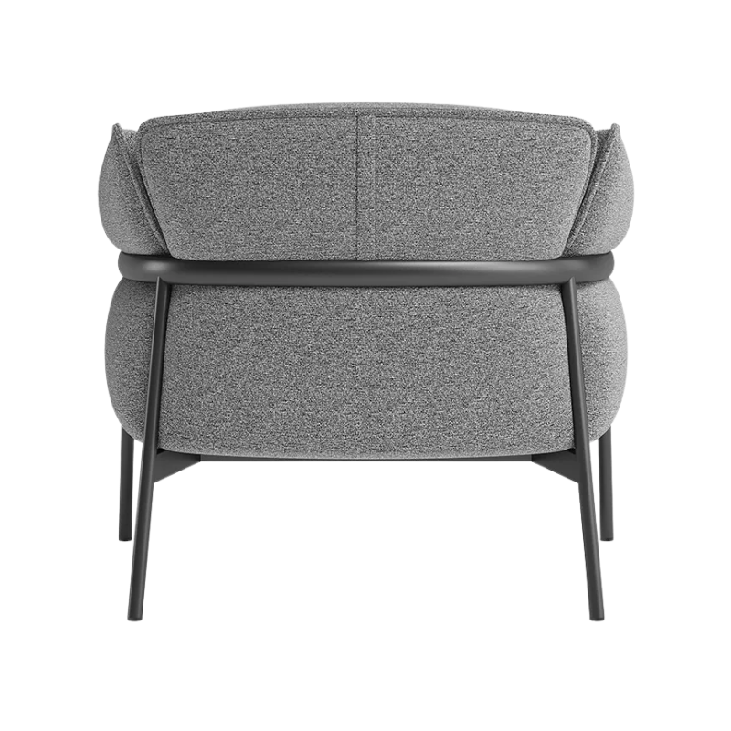 Sillón de espera ISABELA OHM-51001 gris con estructura metálica negra, diseño moderno y elegante para recepción