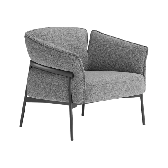 Sillón de espera ISABELA OHM-51001 gris con estructura metálica negra, diseño moderno y elegante para recepción