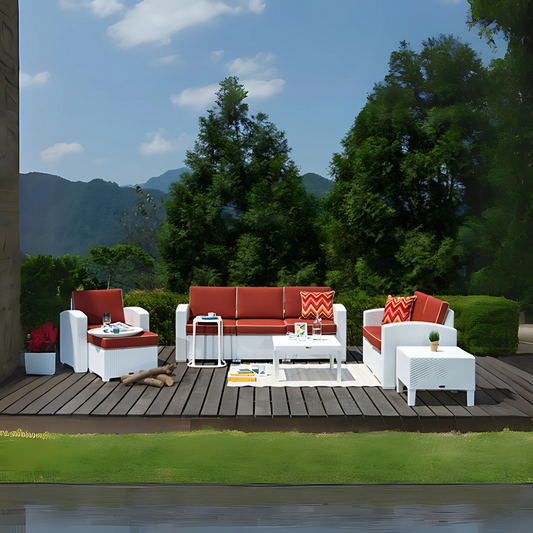 Sillón para restaurante MAGNOLIA En polipropileno de alta resistencia y duración para intemperie e interior resistente a los rayos ultravioleta (UV) y al ambiente salino con terminado en imitación rattán Aura Muebles modelo OHM-7023-LC