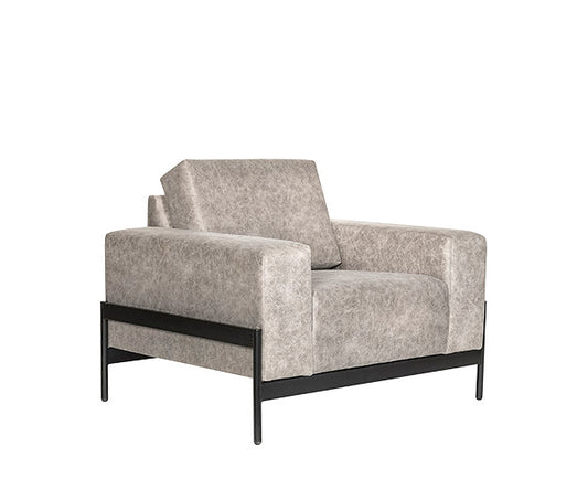 Sillón de visita modelo ARGOS-1P tapizado en tela gris con base metálica negra