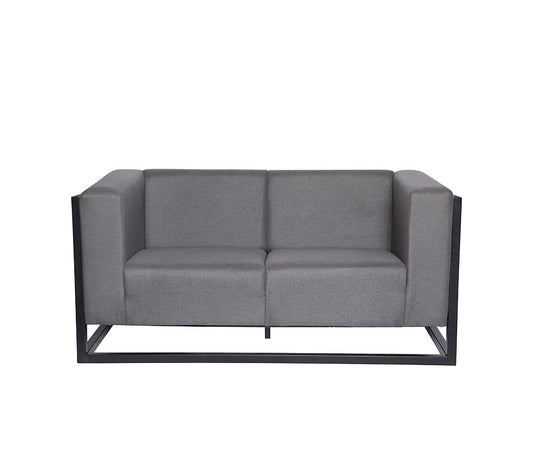 Sillón de visita NANTES-2P frontal tapizado en tela gris moderna