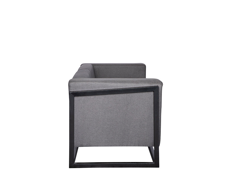 Vista lateral del sillón de visita NANTES-2P con estructura metálica negra