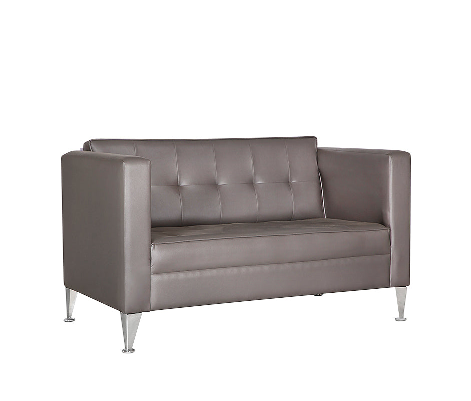 Sillón de visita modelo ROMA-2P en acabado gris con patas cromadas.