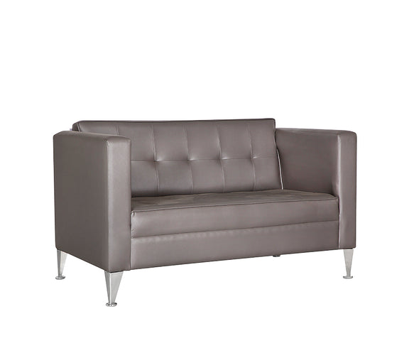 Sillón de visita modelo ROMA-2P en acabado gris con patas cromadas.