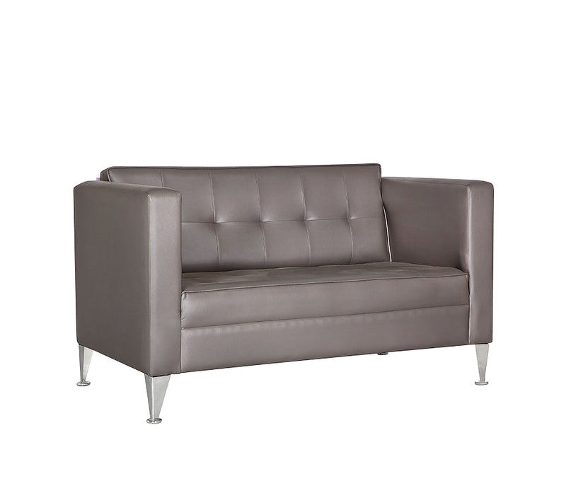 Sillón de visita modelo ROMA-2P en acabado gris con patas cromadas.