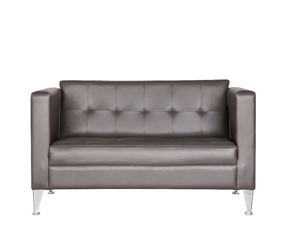 Vista frontal del sillón de visita ROMA-2P tapizado tipo capitonado.