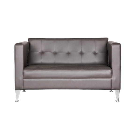 Vista frontal del sillón de visita ROMA-2P tapizado tipo capitonado.