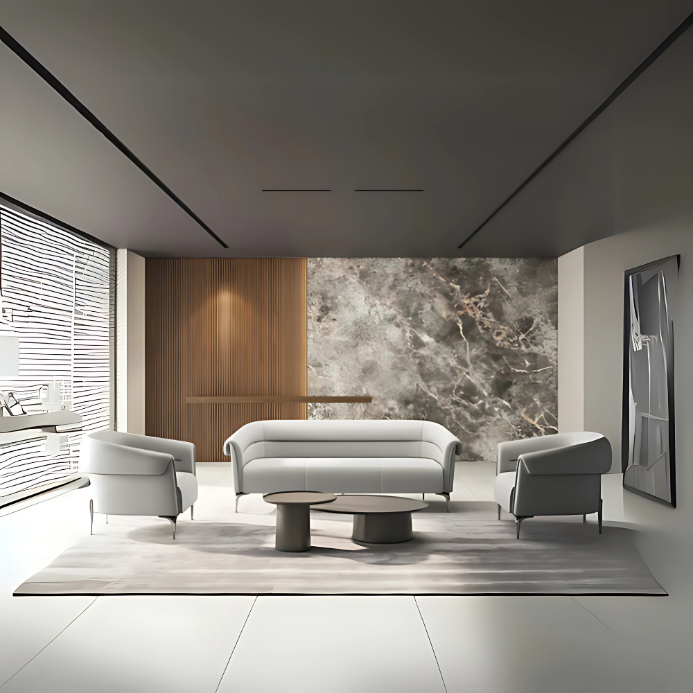 Sofá confortable AMELIA Estructura brazos y respaldo armazón en base a madera de haya natural de primera calidad en espesor de 40 mm Uniones fijas con adhesivo y grapas de acero fuentes brazos y respaldos con recubrimiento de espuma firme en poliuretano flexible Aura Muebles modelo OHM-41001