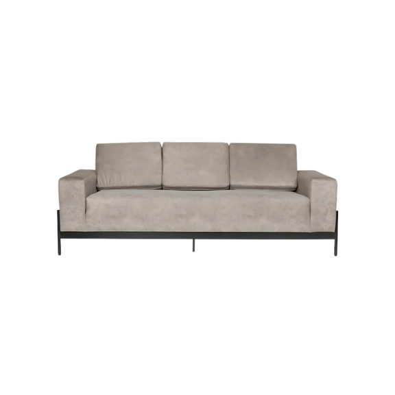 Sofá confortable En madera de pino solida de 21 mm. de primera calidad estructura ligada con resorte zigzag alambre forrado entretejida al resorte y bastidor para mayor firmeza base tubo redondo de 1" en cal. 18 en pintura epoxica electrostática tapizado en variedad de colores (consultar catalogo tapices) Aura Muebles modelo ARGOS