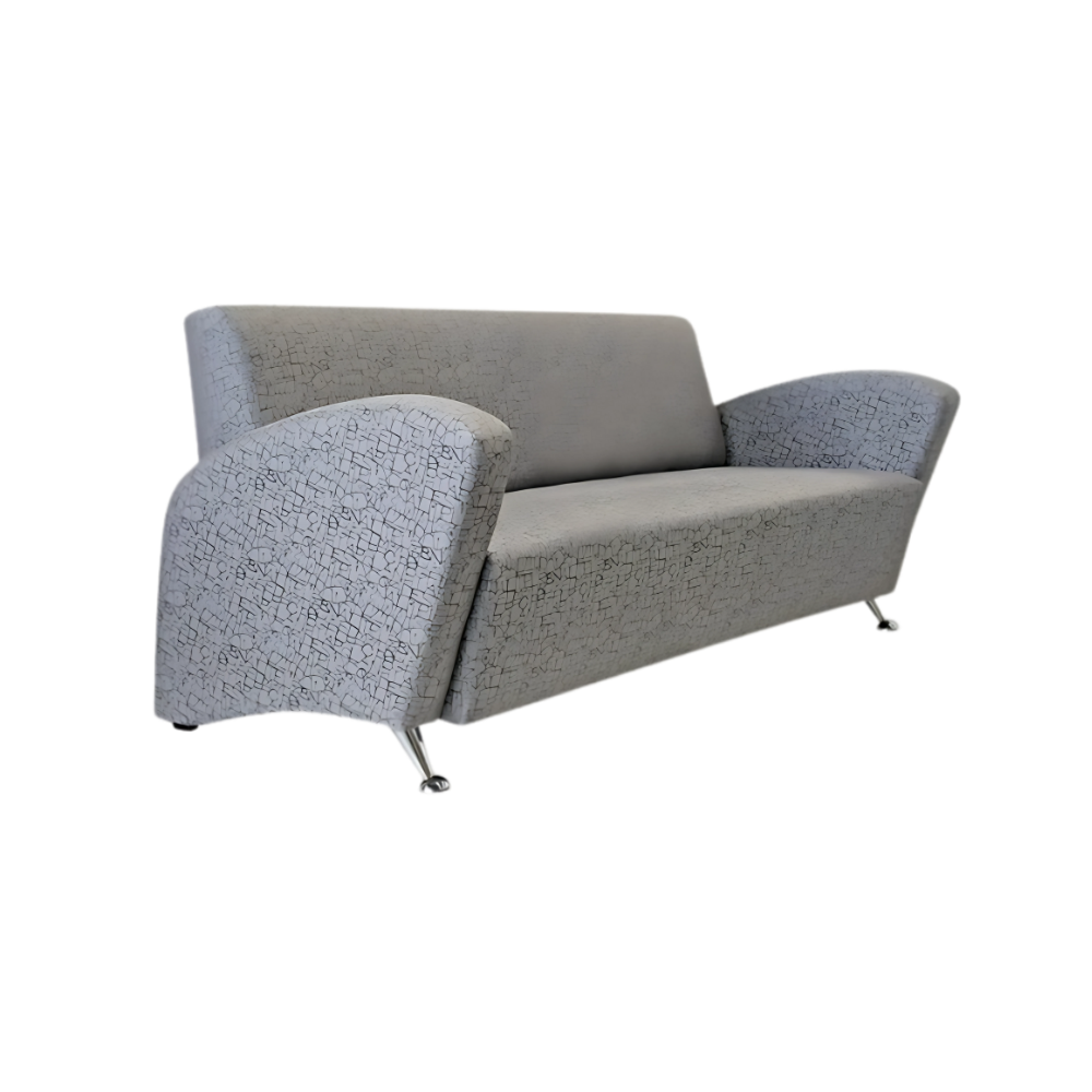 Sofá confortable Armazón de madera de pino sólido de 1″ de espesor patas metálicas cromadas acojinamiento en poliuretano flexible con aislante térmico hecha en tela con opción a LF y PIEL Aura Muebles modelo GALES