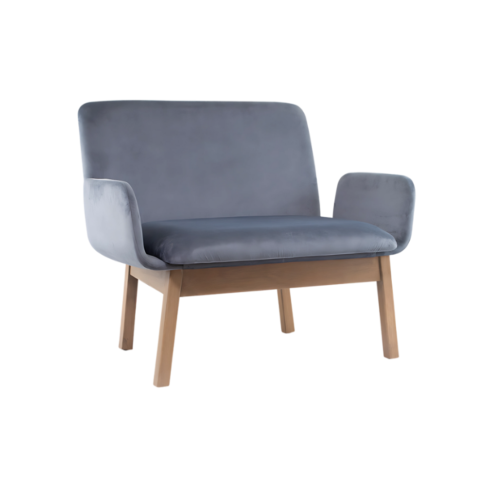 Sofá confortable Base banak 1 1/2″ espesor barnizado en color negro nogal o natural con refuerzo en respaldo descansa brazos curveados de triplay con acojinamiento en asiento con aglutinado y poliuretano flexible Aura Muebles modelo OXFORD