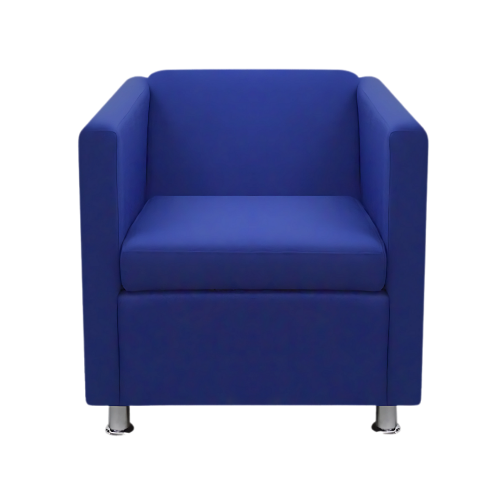 Sofá confortable Armazón de madera de pino sólido de 1″ de espesor patas metálicas cromadas acojinamiento en poliuretano flexible con aislante térmico Aura Muebles modelo SQUARE