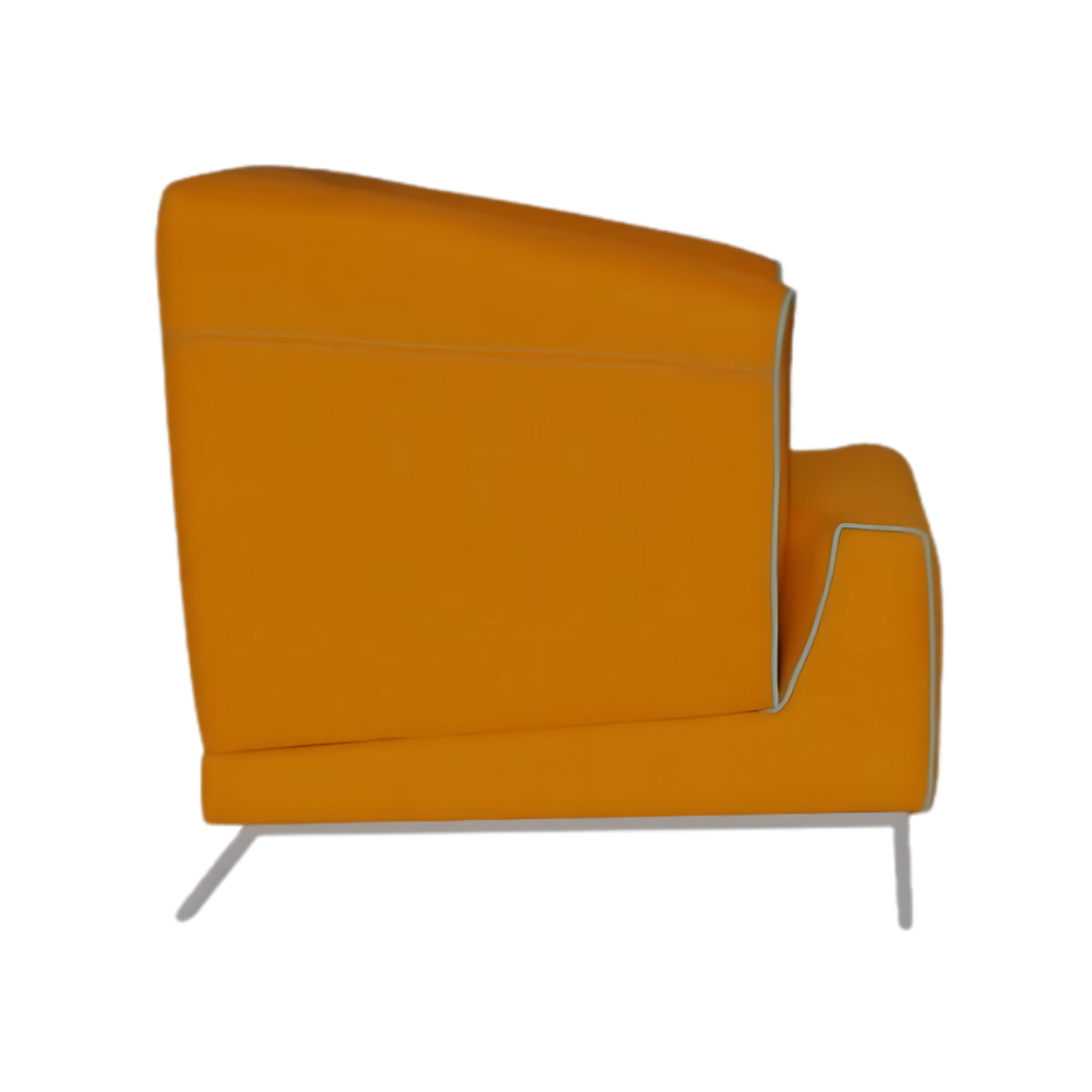 Sofá confortable Armazón de madera de pino sólido de 1″ de espesor patas de metal sólido pintura gris o negra acojinamiento en poliuretano flexible con aislante térmico Aura Muebles modelo TARENTO