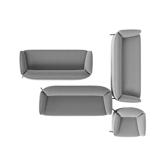 Sofá de espera ISABELA OHM-51003 gris con estructura metálica negra, diseño moderno para sala de espera
