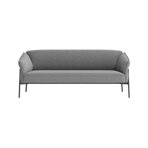 Sofá de espera ISABELA OHM-51003 gris con estructura metálica negra, diseño moderno para sala de espera