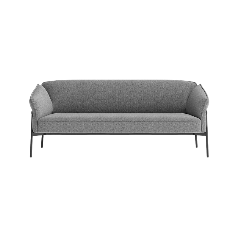 Sofá de espera ISABELA OHM-51003 gris con estructura metálica negra, diseño moderno para sala de espera