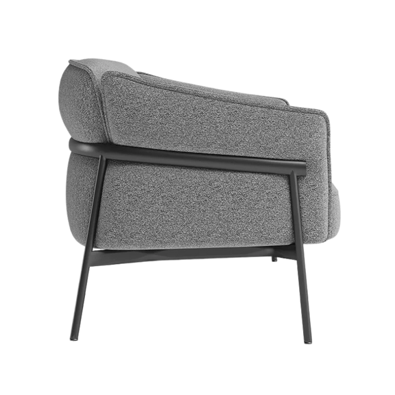 Sofá de espera ISABELA OHM-51003 gris con estructura metálica negra, diseño moderno para sala de espera