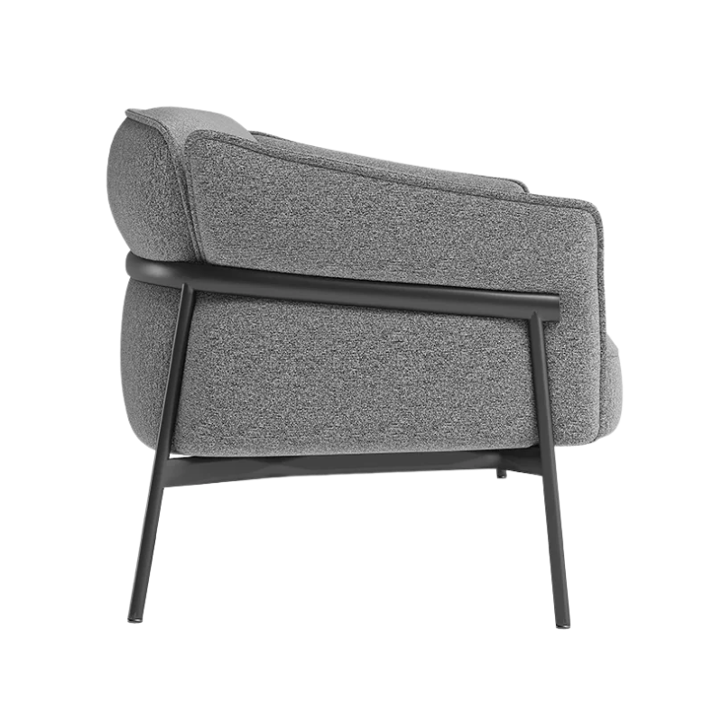 Sofá de espera ISABELA OHM-51003 gris con estructura metálica negra, diseño moderno para sala de espera