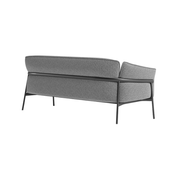 Sofá de espera ISABELA OHM-51003 gris con estructura metálica negra, diseño moderno para sala de espera