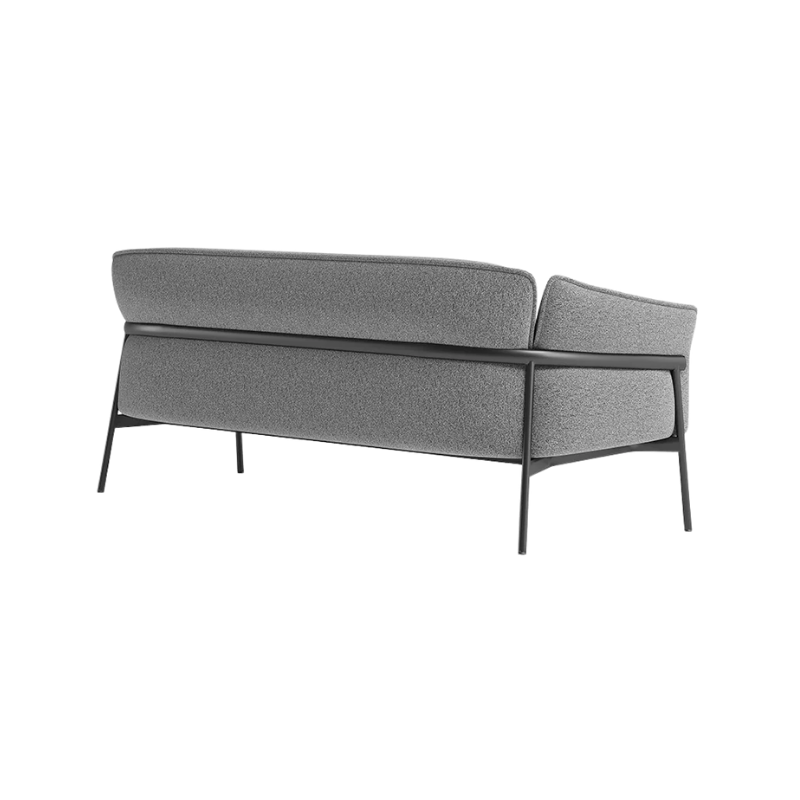 Sofá de espera ISABELA OHM-51003 gris con estructura metálica negra, diseño moderno para sala de espera