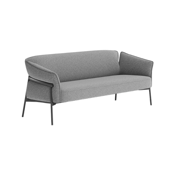 Sofá de espera ISABELA OHM-51003 gris con estructura metálica negra, diseño moderno para sala de espera