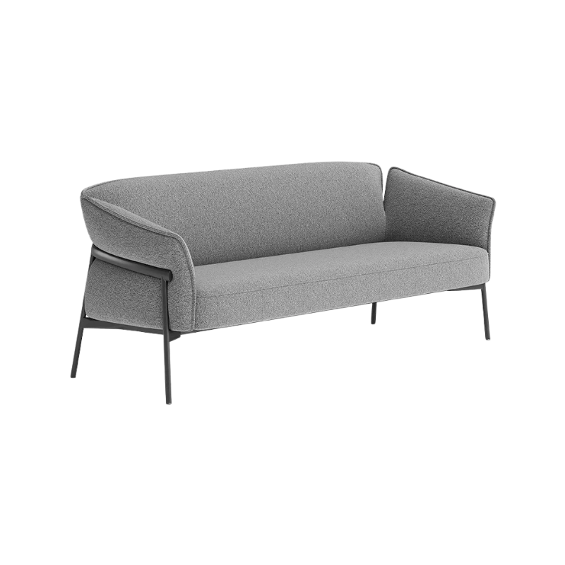 Sofá de espera ISABELA OHM-51003 gris con estructura metálica negra, diseño moderno para sala de espera